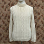 Vintage Mens 1960s Cream Hand Knitted Roll Neck Sweater Cable Knit Jumper Pullover L