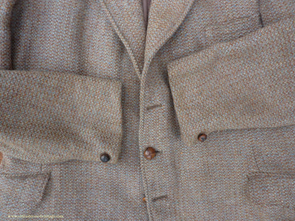 Vintage Mens 1950s Burton Harris Tweed Sports Jacket Grey-Green Brown 44"