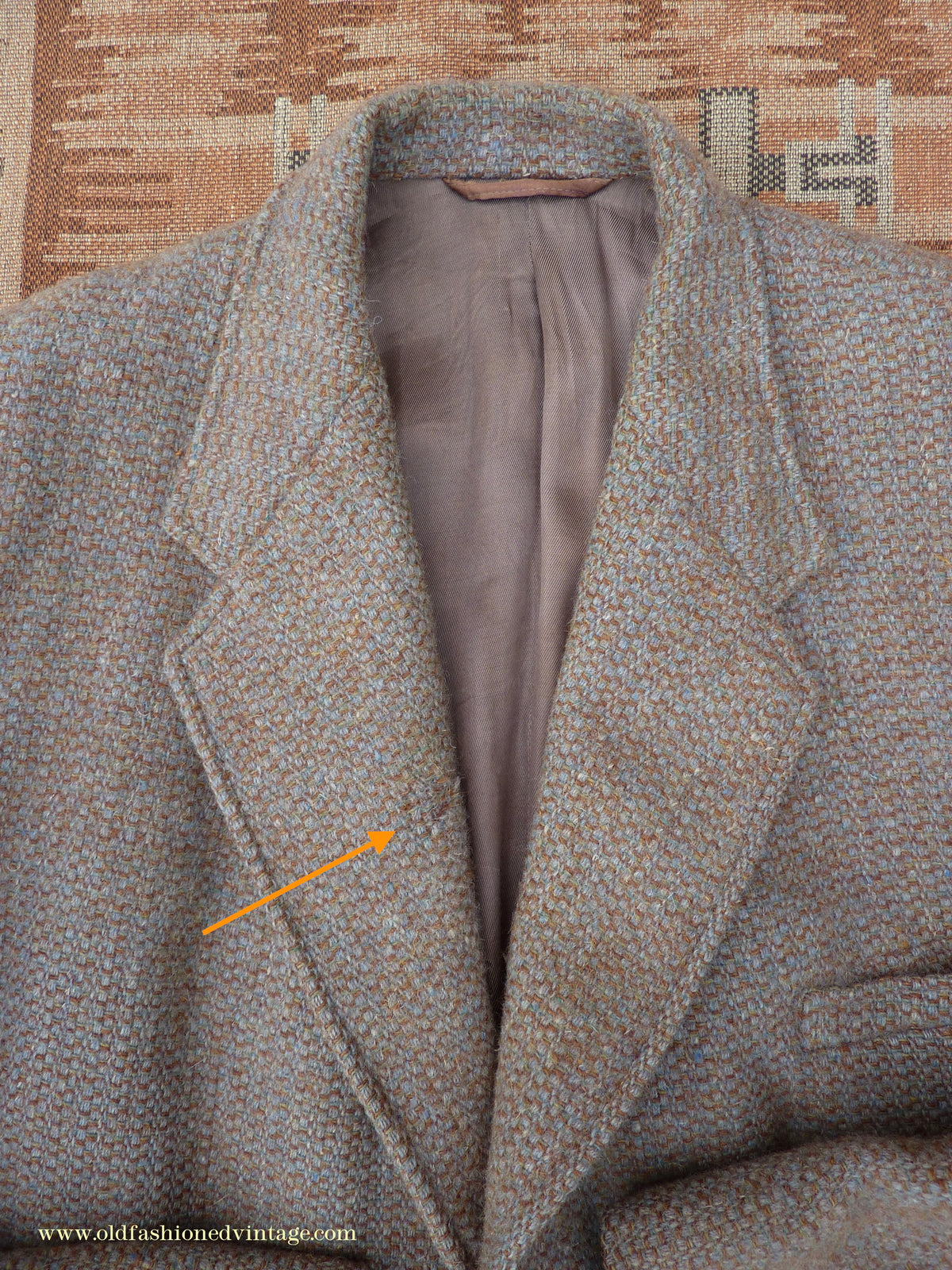 Vintage Mens 1950s Burton Harris Tweed Sports Jacket Grey-Green Brown 44"