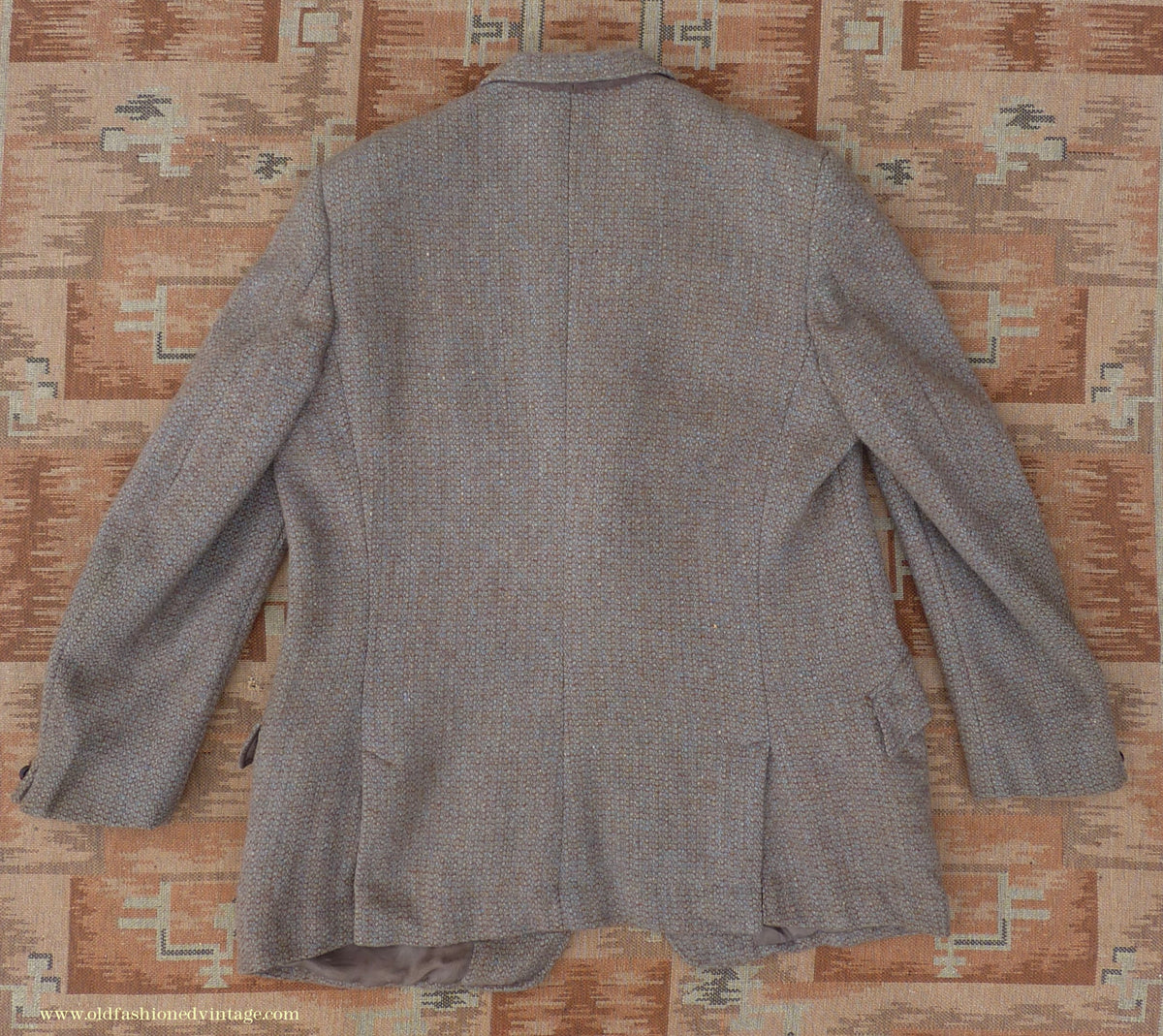 Vintage Mens 1950s Burton Harris Tweed Sports Jacket Grey-Green Brown 44"