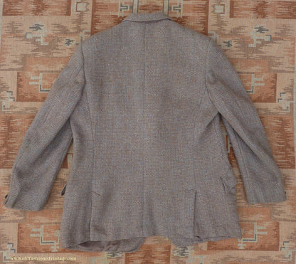 Vintage Mens 1950s Burton Harris Tweed Sports Jacket Grey-Green Brown 44"