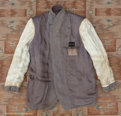 Vintage Mens 1950s Burton Harris Tweed Sports Jacket Grey-Green Brown 44"