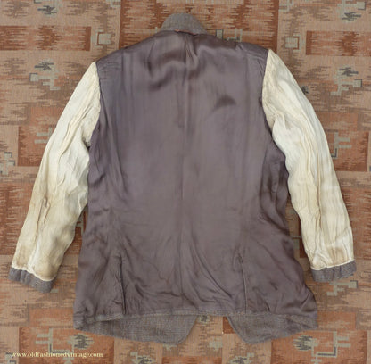 Vintage Mens 1950s Burton Harris Tweed Sports Jacket Grey-Green Brown 44"