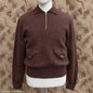 Old Fashioned Garments Vintage Reproduction 1930s Mens Wind-Breaker Coffee Brown Marl Zip Neck Jumper Polo Collar Sweater M