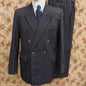 Vintage Mens 1940s 1950s Double Breasted Suit Navy Blue Pinstripe 38"