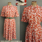 Vintage 1940s CC41 Shirtwaister Dress Orange White Novelty Print UK S/M