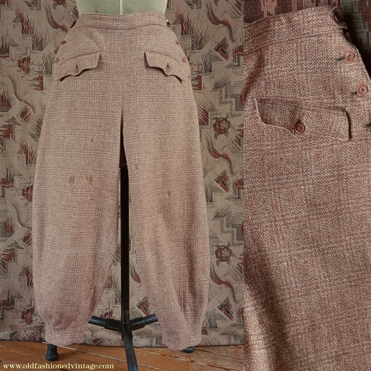 Rare Original 1930s Wool Plus 4s Breeches Knickerbockers Trousers Jodhpurs UK S/M