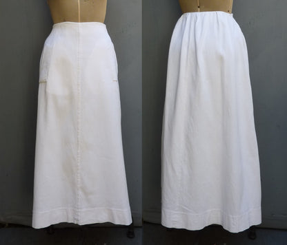 Original Vintage Edwardian Long Skirt White Cotton UK M