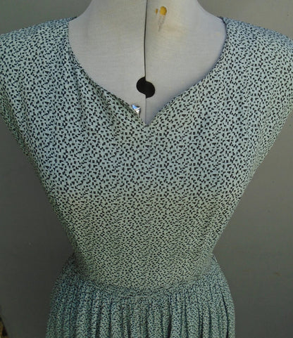 Original Vintage 1950s Summer Sleeveless Dress Geometric Print UK M