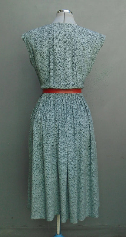 Original Vintage 1950s Summer Sleeveless Dress Geometric Print UK M